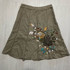 Vintage Y2k boho floral embroidered midi skirt